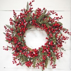 24IN SNOW PINE WREATH