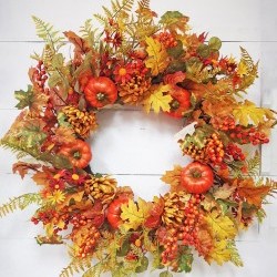 31IN PUMPKIN&PEONY WREATH
