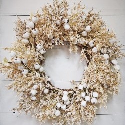 28IN WHEAT&POP BERRY WREATH