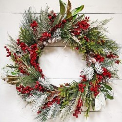 28IN SNOW BERRY WREATH
