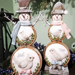 15IN SNOWMAN&BIRDSX2