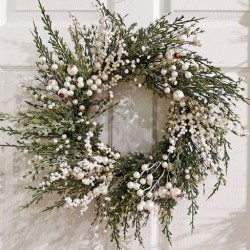 22IN PEARL&PINE WREATH