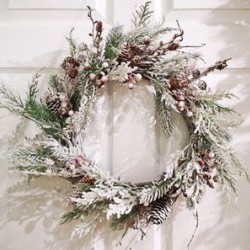 19IN SNOW PINE&CONE WREATH