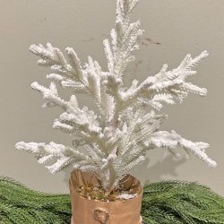 15IN SNOW PINE TREE PAPER POT